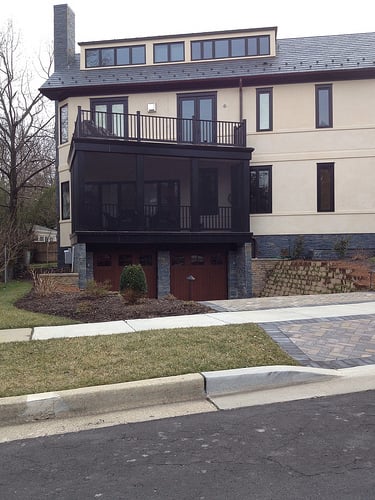 screened porch garage with black handrails in Mongtomery County, Maryland screened porch garage with black handrails in Mongtomery County, Maryland