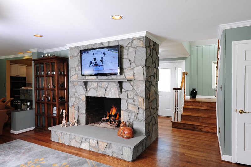 basement renovation with hardwood floors in Rovkille, MD