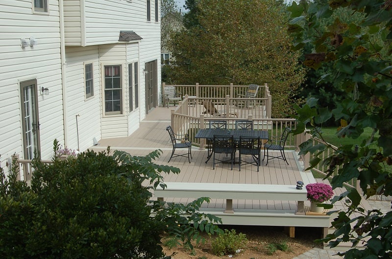 Azek brownstone PVC deck side profile Montgomery County