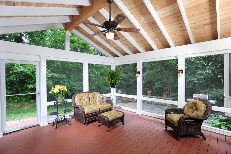 AZEK Rosewood Cedar Screened-in porch Rockville, MD