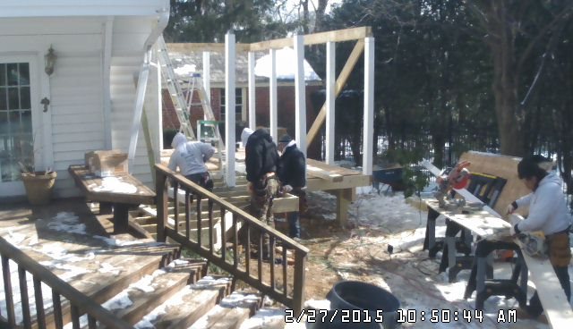 snowmelt on a maryland jobsite for a deck under construction