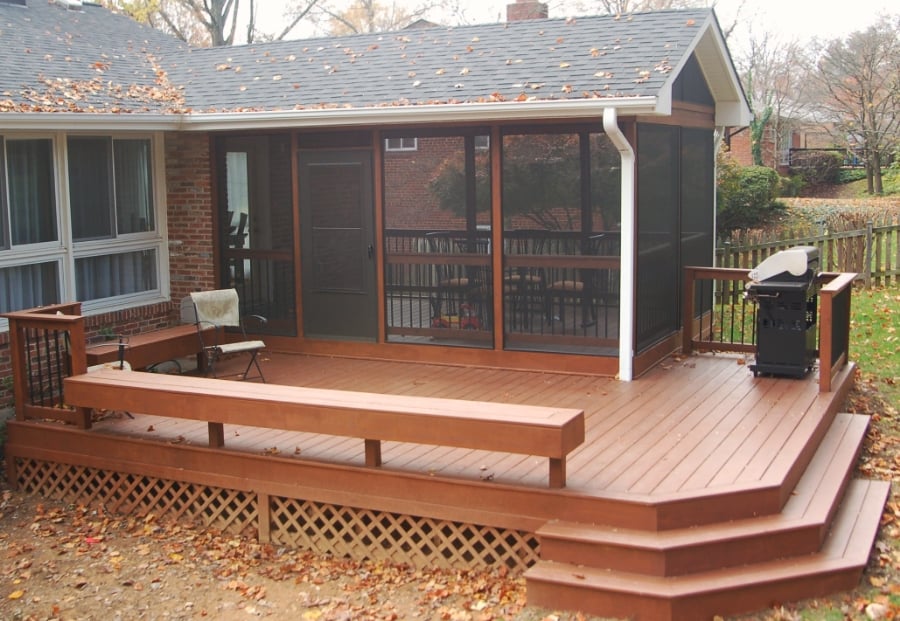natural stained wood porch and screened room MD 2