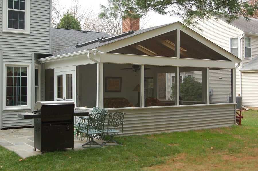 SCREENEZE screened porch Bowie, Maryland with flastone patio rear view