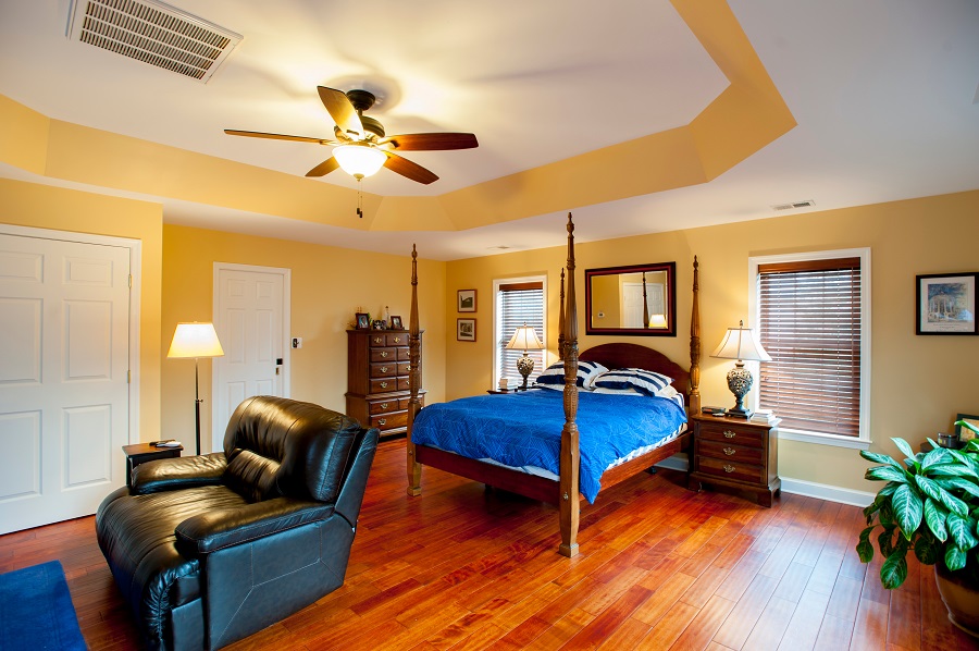 custom master bedroom addition tray ceiling Brazilian hardwood Fairfax Virginia