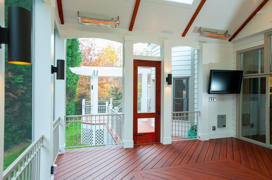 Infratech infrared heaters in a screened porch in Maryland