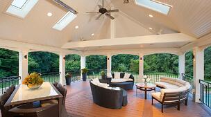 screened porch with minka aire ceiling fan by design builders