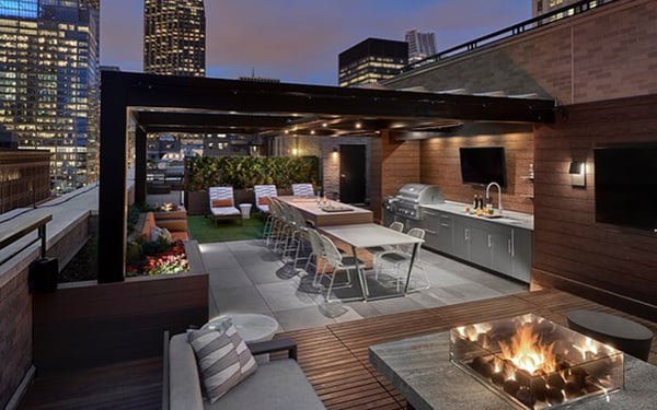 Roof Top Deck Porcelain Tiles with Fire Pit 