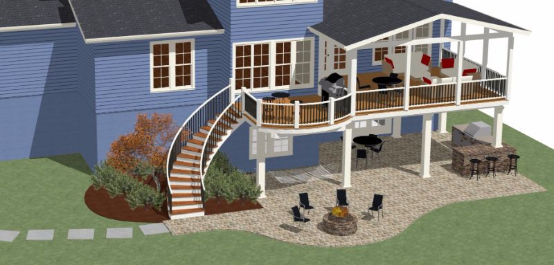 entertainment patio design rendering by design builders inc in maryland