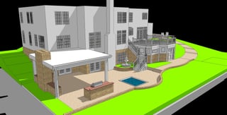 partially-covered outdoor patio design rendering in full color
