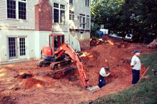 patio excavation in Clifton, Virginia