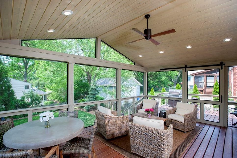 low-maintenance traditional screened porch in montgomery county, maryland