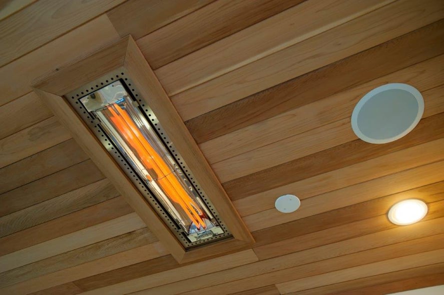 recessed infratech heater in tongue-and-groove wood ceiling