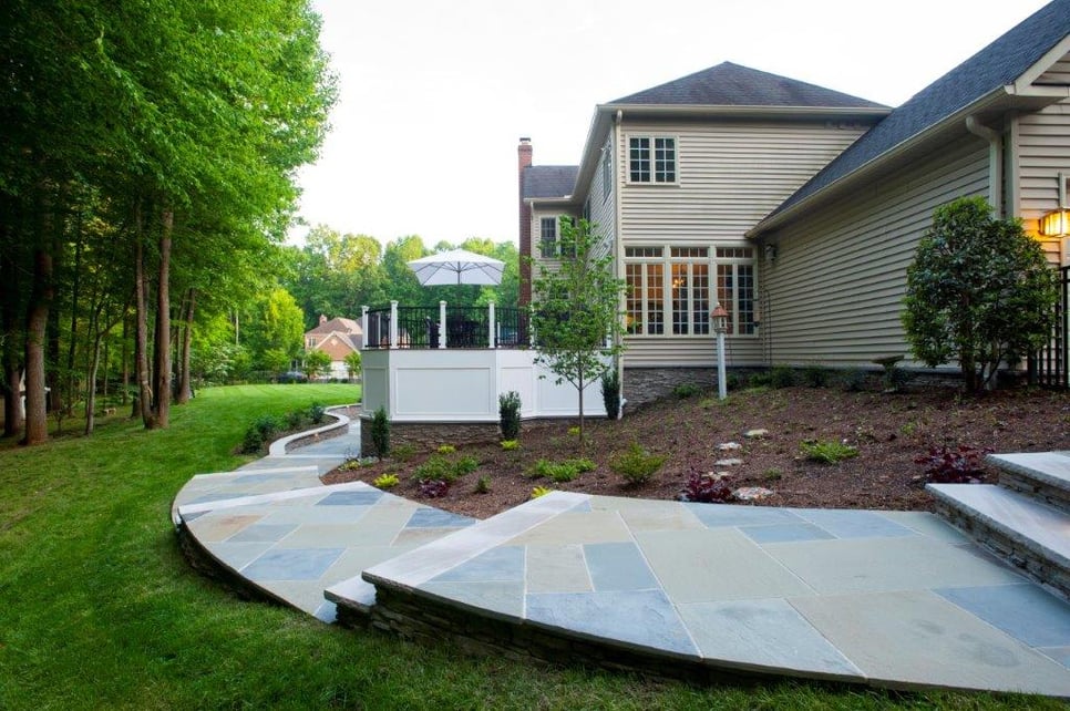 curved flagstone patio walkway in clifton, maryland