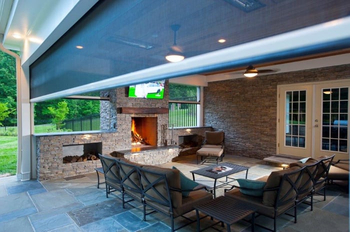 screened-in patio in Fairfax County, Virginia with Infratech heaters and motorized retractable Phantom screens (9)