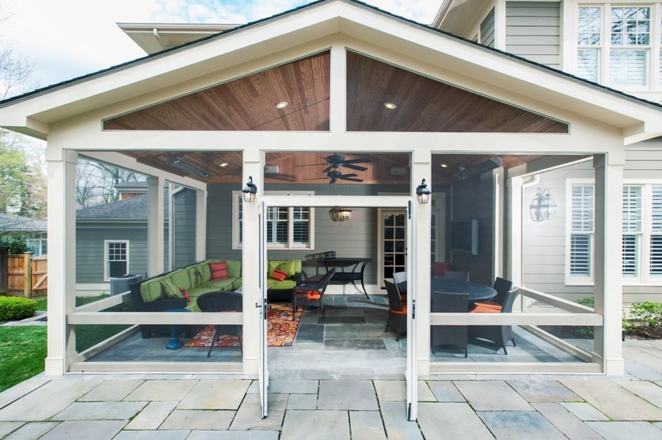 premium screened porch design with double doors in maryland