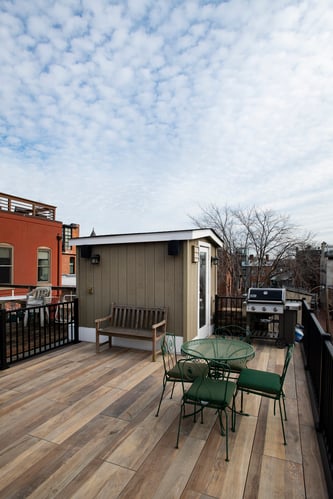 rooftop deck in logans circle, washington, dc with porcelain deck pavers