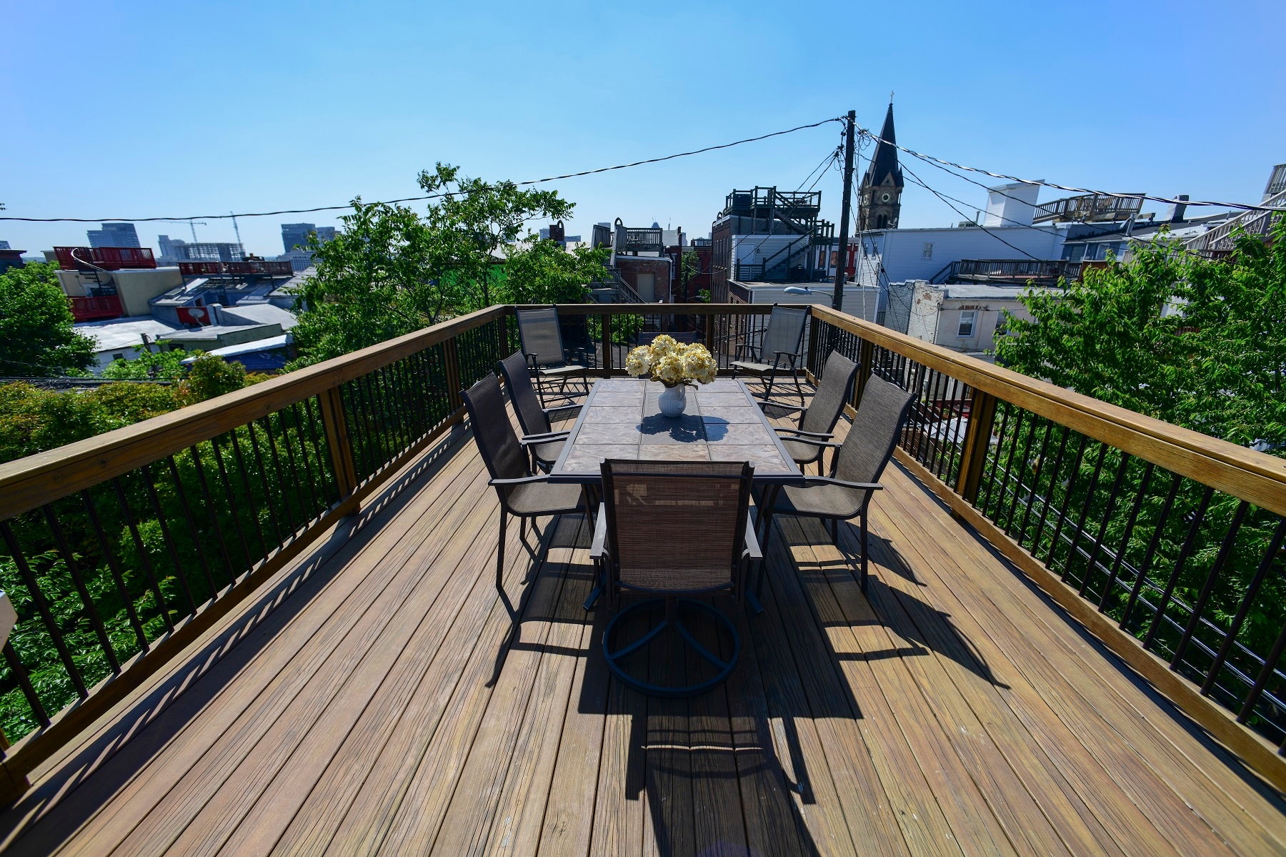 stained hardwood rooftop deck in baltimore, maryland