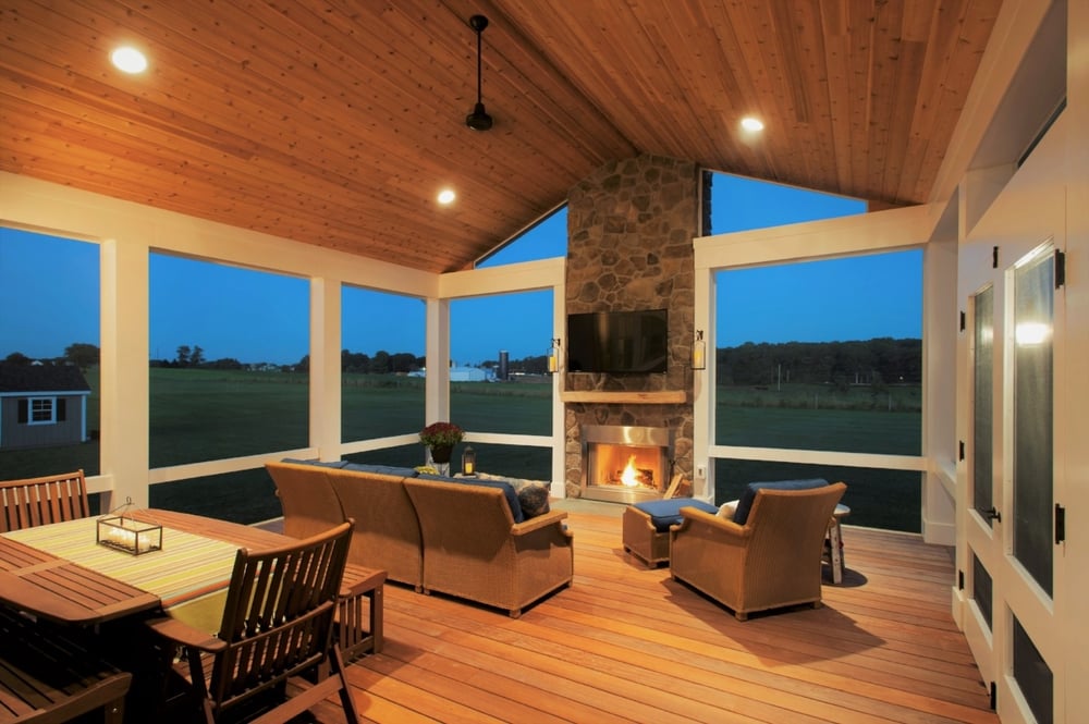 Fireplace In A Screened Porch, Gas Fire Pit Screened Porch