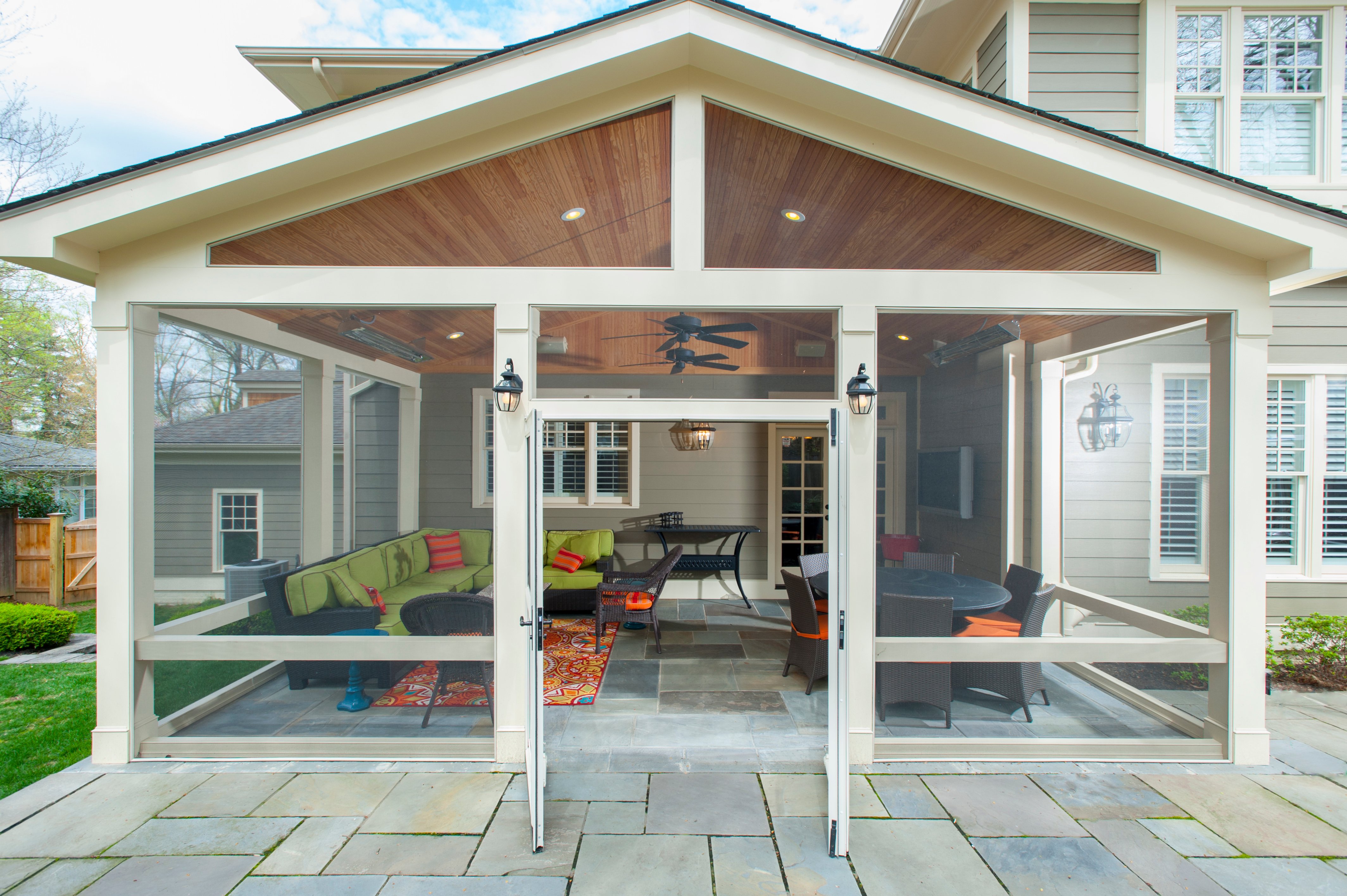  Craftsman  Style Screened  Porch  with Custom Flagstone 