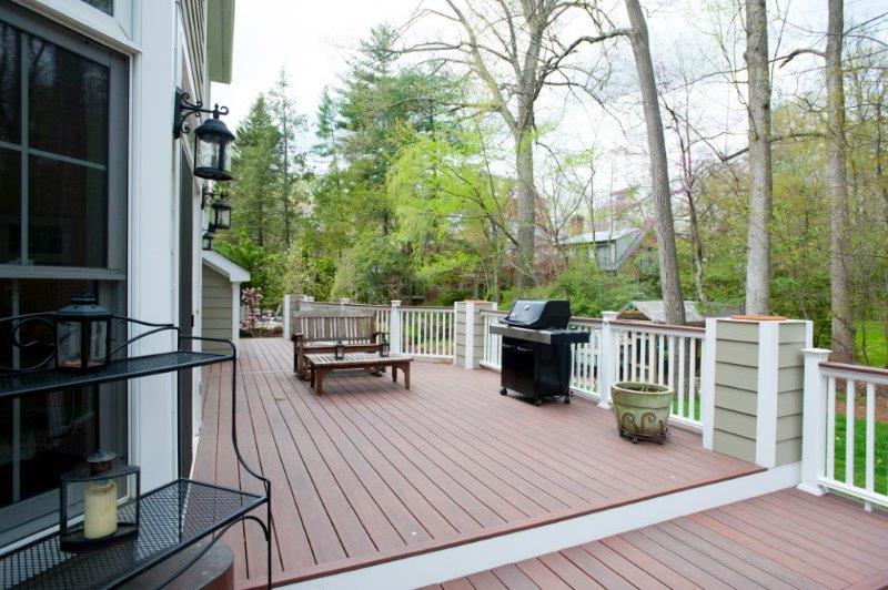 unique WOLF deck with planters and barbecue