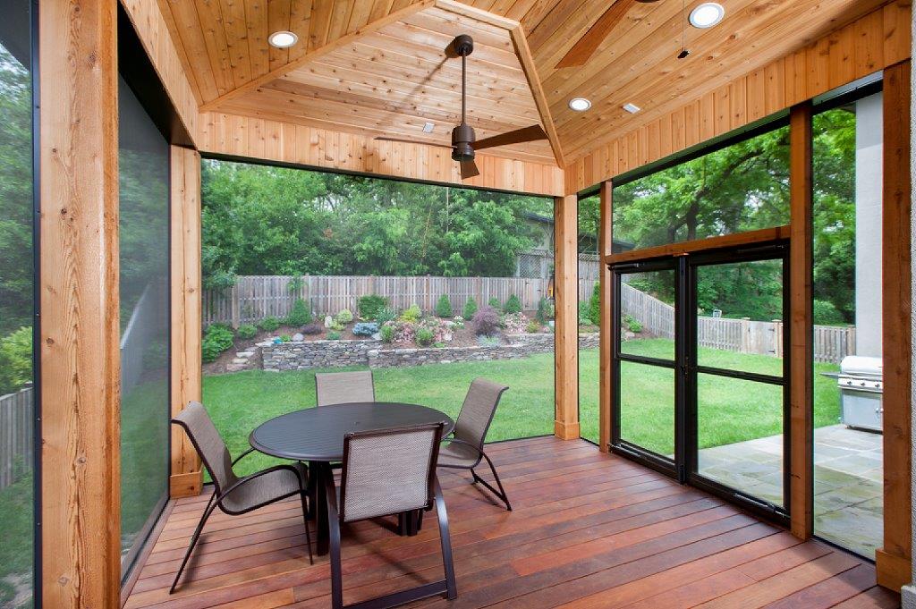 contemporary screened enclosure interior Bethesda Maryland