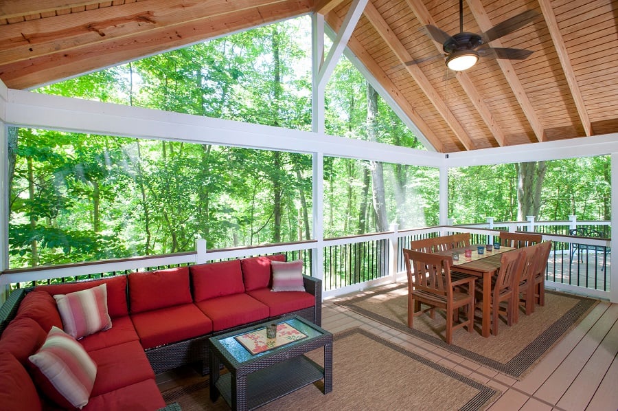 azek-decking-wolf-vinyl-railings-deckorators-screened-porch-interior-darnestown-md