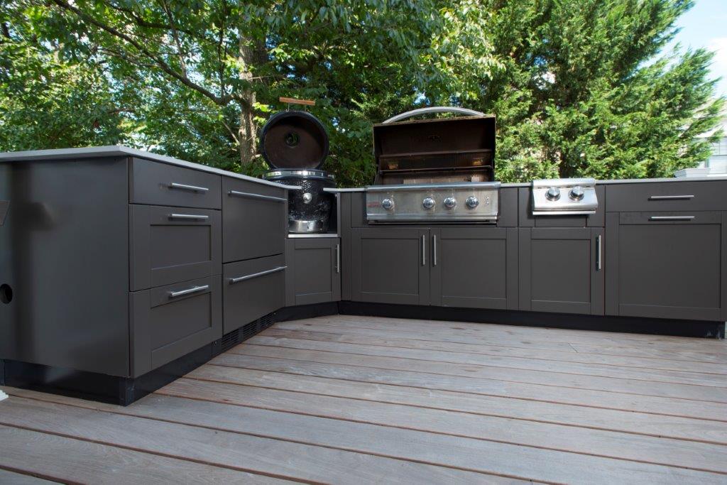 Outdoor kitchen top stainless steel cabinets
