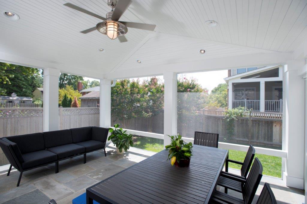 screen room interior with flagstone patio